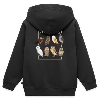 Eule Kauz - Kinder Premium Organic Zip Hoodie - Schwarz - Hinten - AI Model Kid Male (0cm)