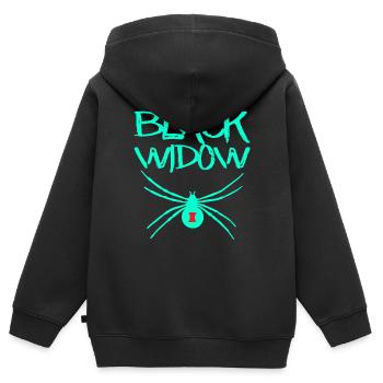 Black Widow Black Widow Araignée - Sweat Premium à capuche zippé enfant bio - noir - Dos - AI Model Kid Male (0cm)