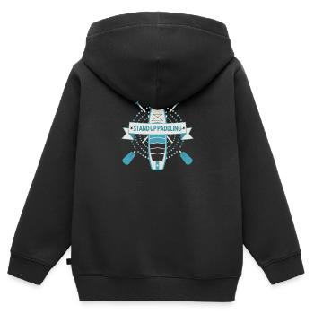 Stand up Paddling SUP Board Paddel - Kinder Premium Organic Zip Hoodie - Schwarz - Hinten - AI Model Kid Male (0cm)