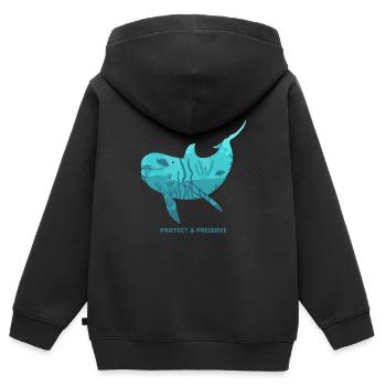 Les dauphins Dauphins Protection des espèces Protection de la nature Protection des animaux - Sweat Premium à capuche zippé enfant bio - noir - Dos - AI Model Kid Male (0cm)