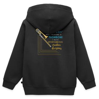 Trombone musicien - Sweat Premium à capuche zippé enfant bio - noir - Dos - AI Model Kid Male (0cm)