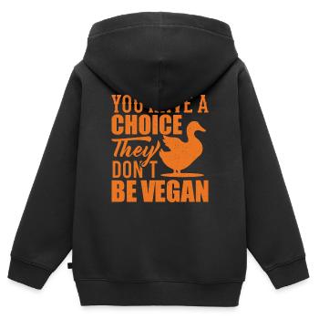 VEGETARIAN gift animal rights activists for vegans BE - Kids Premium Organic Zip-up Hoodie - black - Back - AI Model Kid Male (0cm)