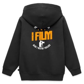 opérateur camera - Sweat Premium à capuche zippé enfant bio - noir - Dos - AI Model Kid Male (0cm)