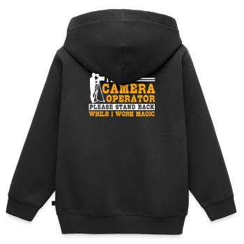opérateur camera - Sweat Premium à capuche zippé enfant bio - noir - Dos - AI Model Kid Male (0cm)