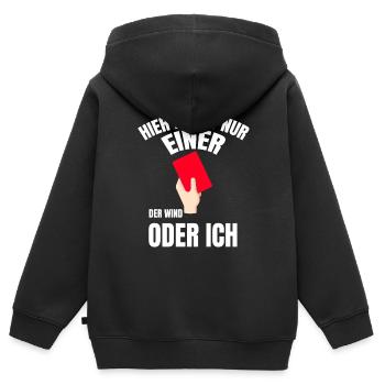 Schiedsrichter Karten Schiedsrichter Fußballer - Kinder Premium Organic Zip Hoodie - Schwarz - Hinten - AI Model Kid Male (0cm)
