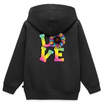 Hippie Kostüm Damen - Kinder Premium Organic Zip Hoodie - Schwarz - Hinten - AI Model Kid Male (0cm)
