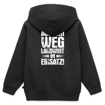 Aus dem Weg Landwirt im Einsatz Traktor Spruch - Kinder Premium Organic Zip Hoodie - Schwarz - Hinten - AI Model Kid Male (0cm)