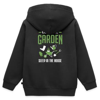 Outil de jardinage drôle de jardin de paysage de jardinier - Sweat Premium à capuche zippé enfant bio - noir - Dos - AI Model Kid Male (0cm)