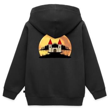Mittelalter Burg Festung Natur Fantasy - Kinder Premium Organic Zip Hoodie - Schwarz - Hinten - AI Model Kid Male (0cm)