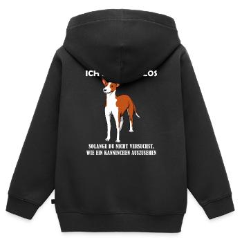 Podenco Jagdhund Hundehalter & Hundeliebhaber - Kinder Premium Organic Zip Hoodie - Schwarz - Hinten - AI Model Kid Male (0cm)