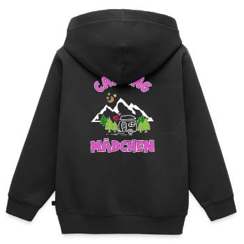 Camping Mädchen - Kinder Premium Organic Zip Hoodie - Schwarz - Hinten - AI Model Kid Male (0cm)