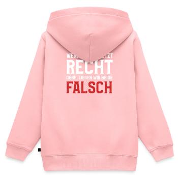 Wenn ich dir Recht gebe liegen wir beide falsch - Kinder Premium Organic Zip Hoodie - Rosa - Hinten - AI Model Kid Female (0cm)