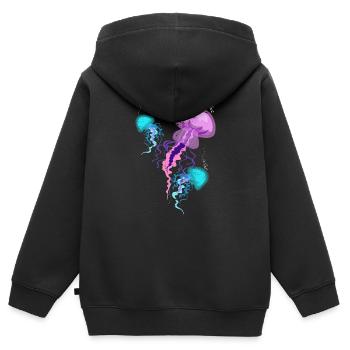 Qualle - Kinder Premium Organic Zip Hoodie - Schwarz - Hinten - AI Model Kid Male (0cm)