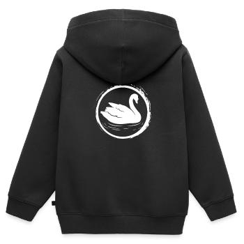 Swan - Swan / Zoo - amoureux des animaux / conservation de la nature - Sweat Premium à capuche zippé enfant bio - noir - Dos - AI Model Kid Male (0cm)