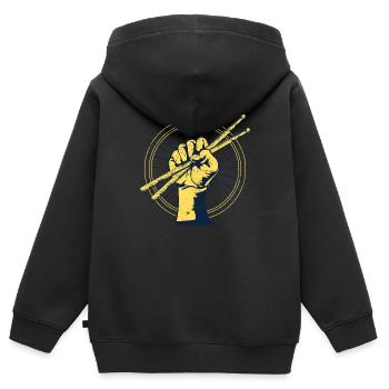 Batterie pilon rock - Sweat Premium à capuche zippé enfant bio - noir - Dos - AI Model Kid Male (0cm)