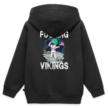 Drôle astronaute explorateur Wickinger - Sweat Premium à capuche zippé enfant bio - noir - Dos - AI Model Kid Male (0cm)