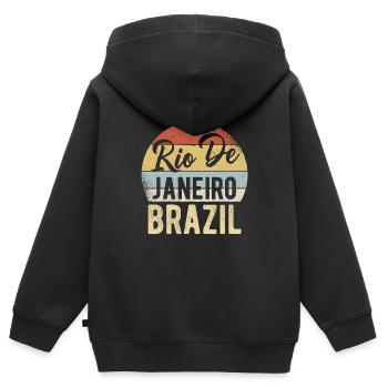 Rio Brésil - Sweat Premium à capuche zippé enfant bio - noir - Dos - AI Model Kid Male (0cm)