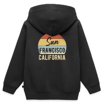 San Francisco Californie - Sweat Premium à capuche zippé enfant bio - noir - Dos - AI Model Kid Male (0cm)