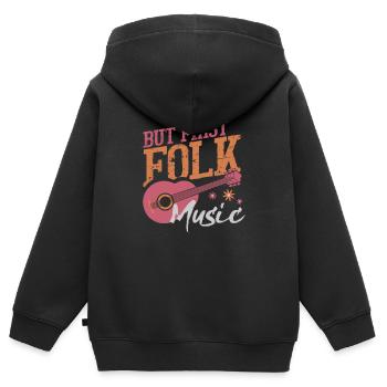 Guitare western musique folk - Sweat Premium à capuche zippé enfant bio - noir - Dos - AI Model Kid Male (0cm)