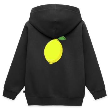 Zitrone - Kinder Premium Organic Zip Hoodie - Schwarz - Hinten - AI Model Kid Male (0cm)