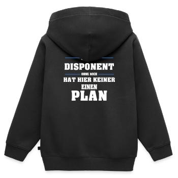 Disponent Ohne mich hat hier keine ein Plan - Kinder Premium Organic Zip Hoodie - Schwarz - Hinten - AI Model Kid Male (0cm)