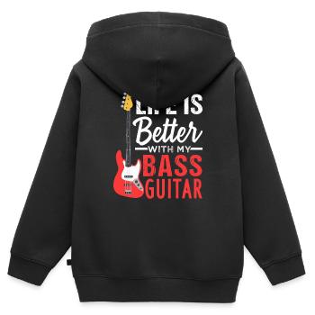 Basse guitare E-Basse Vie - Sweat Premium à capuche zippé enfant bio - noir - Dos - AI Model Kid Male (0cm)
