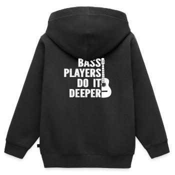 Les bassistes le font plus profondément - Sweat Premium à capuche zippé enfant bio - noir - Dos - AI Model Kid Male (0cm)