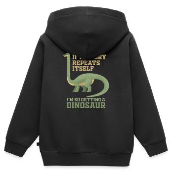 Wenn sich die Geschichte wiederholt, werde ich mir - Kinder Premium Organic Zip Hoodie - Schwarz - Hinten - AI Model Kid Male (0cm)
