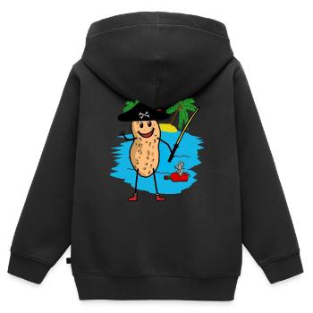 Erdnuss Freibeuter Pirat Fantasy Kinder Piraten - Kinder Premium Organic Zip Hoodie - Schwarz - Hinten - AI Model Kid Male (0cm)