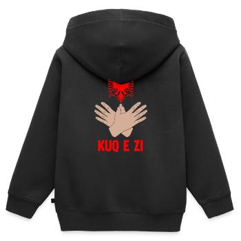 Albanien Adler Handzeichen Kosova Kuq E zi Albaner - Kinder Premium Organic Zip Hoodie - Schwarz - Hinten - AI Model Kid Male (0cm)