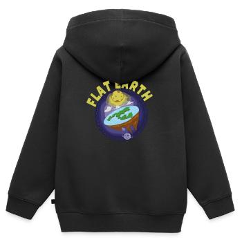 Flache Erde Scheibenerde Theorie - Kinder Premium Organic Zip Hoodie - Schwarz - Hinten - AI Model Kid Male (0cm)