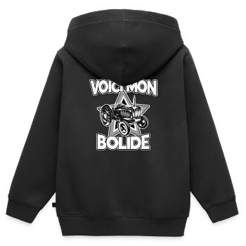 Voici mon bolide - humour tracteur - Sweat Premium à capuche zippé enfant bio - noir - Dos - AI Model Kid Male (0cm)