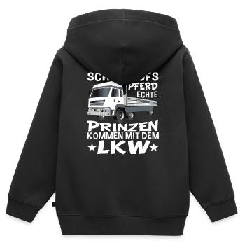 LKW Fahrer Lastwagen Trucker Berufskraftfahrer - Kinder Premium Organic Zip Hoodie - Schwarz - Hinten - AI Model Kid Male (0cm)