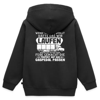 LKW Fahrer Lastwagen Trucker Berufskraftfahrer - Kinder Premium Organic Zip Hoodie - Schwarz - Hinten - AI Model Kid Male (0cm)