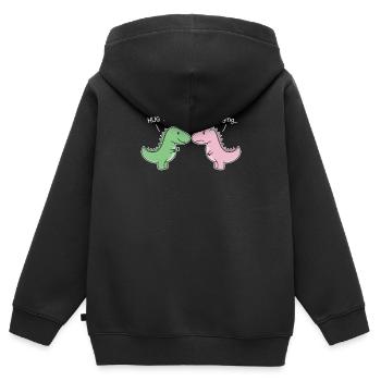 Funny Valentines Day T-Rex - Hug ME! I'm trying - Kinder Premium Organic Zip Hoodie - Schwarz - Hinten - AI Model Kid Male (0cm)
