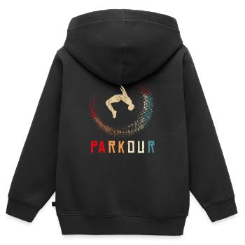 Parkour Freerunning Ninja Sport Retro Design - Kinder Premium Organic Zip Hoodie - Schwarz - Hinten - AI Model Kid Male (0cm)