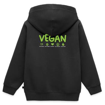 Vegan Veganerin Veganer Tierschützer - Kinder Premium Organic Zip Hoodie - Schwarz - Hinten - AI Model Kid Male (0cm)