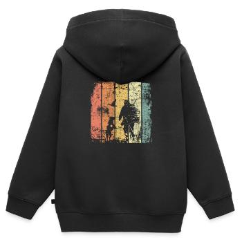 Jäger mit Jagdhund vintage Jagen - Kinder Premium Organic Zip Hoodie - Schwarz - Hinten - AI Model Kid Male (0cm)