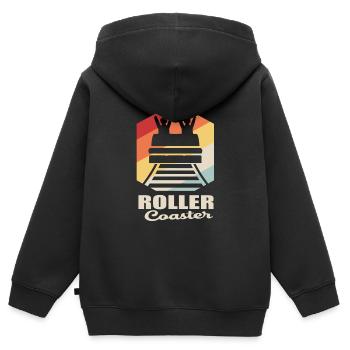 Montagnes russes - Sweat Premium à capuche zippé enfant bio - noir - Dos - AI Model Kid Male (0cm)
