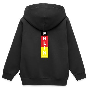 Capitale du voyage de la ville de Berlin - Sweat Premium à capuche zippé enfant bio - noir - Dos - AI Model Kid Male (0cm)