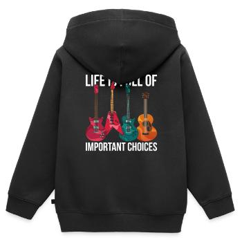 Guitariste guitariste - Sweat Premium à capuche zippé enfant bio - noir - Dos - AI Model Kid Male (0cm)