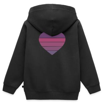Coeur Rétro Lila - Sweat Premium à capuche zippé enfant bio - noir - Dos - AI Model Kid Male (0cm)