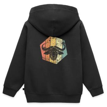 Büffel vintage - Kinder Premium Organic Zip Hoodie - Schwarz - Hinten - AI Model Kid Male (0cm)