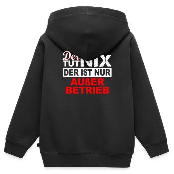 Außer Betrieb Geduldsfaden ist gerissen Arbeit - Kinder Premium Organic Zip Hoodie - Schwarz - Hinten - AI Model Kid Male (0cm)