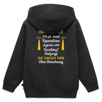 Papas Service Vatertag - Kinder Premium Organic Zip Hoodie - Schwarz - Hinten - AI Model Kid Male (0cm)