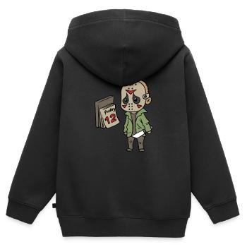 Vendredi 12 Halloween Fun Costume du vendredi 13 - Sweat Premium à capuche zippé enfant bio - noir - Dos - AI Model Kid Male (0cm)