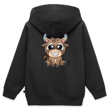 Cornes pastel signe du zodiaque taureau - Sweat Premium à capuche zippé enfant bio - noir - Dos - AI Model Kid Male (0cm)