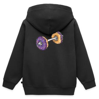 Haltère Donut - Sweat Premium à capuche zippé enfant bio - noir - Dos - AI Model Kid Male (0cm)