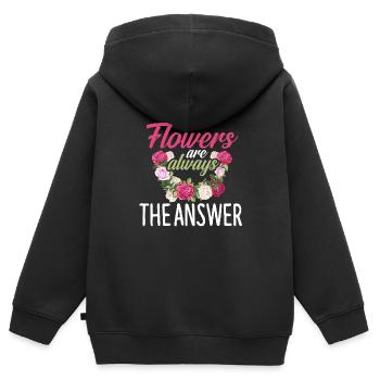 Fleuriste fleuriste bouquet de fleurs - Sweat Premium à capuche zippé enfant bio - noir - Dos - AI Model Kid Male (0cm)