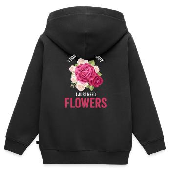 Fleuriste fleuriste bouquet de fleurs - Sweat Premium à capuche zippé enfant bio - noir - Dos - AI Model Kid Male (0cm)